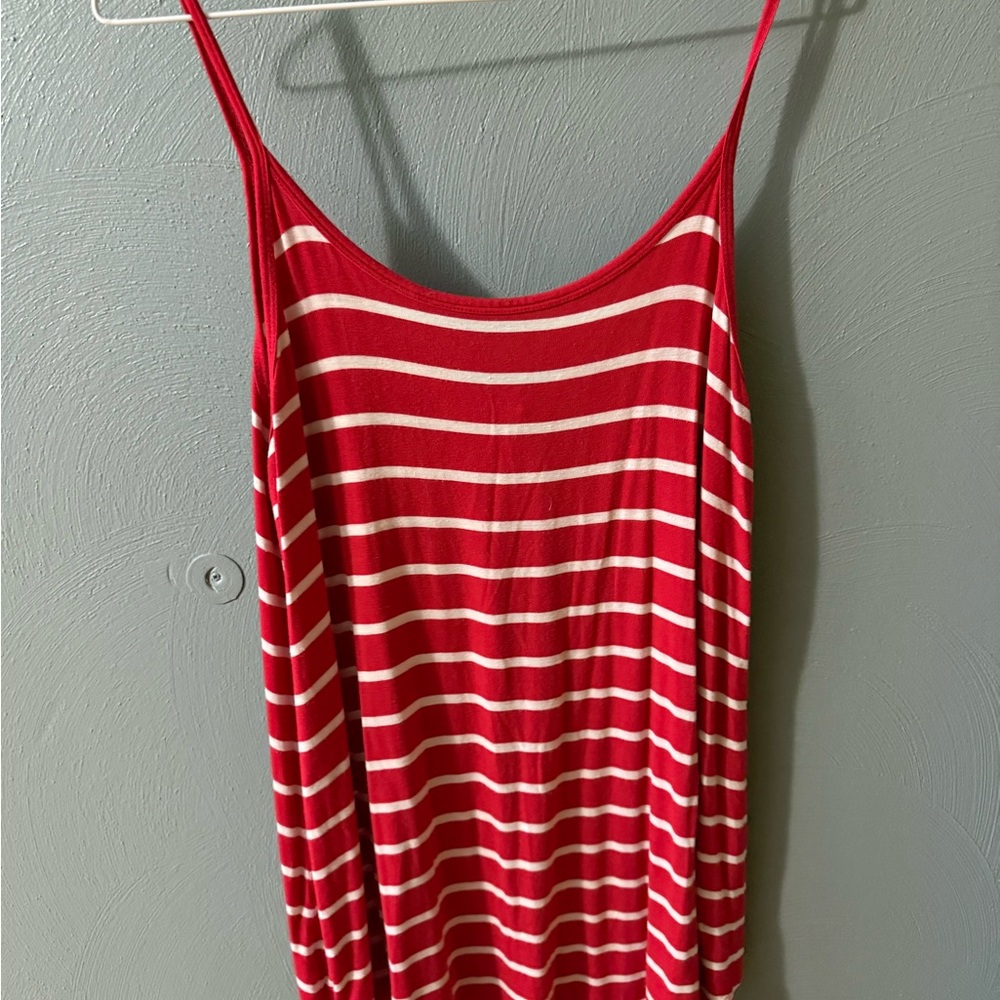 Zenana Outfitters Red and White Striped Tank Size Large